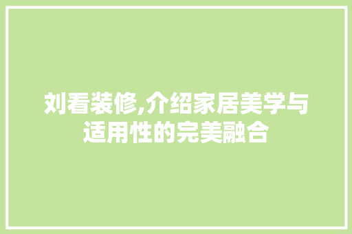 刘看装修,介绍家居美学与适用性的完美融合 家居装修