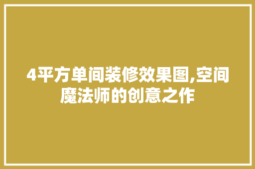 4平方单间装修效果图,空间魔法师的创意之作 木雕艺术