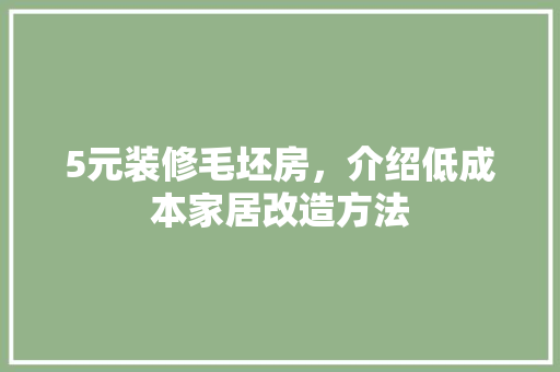 5元装修毛坯房，介绍低成本家居改造方法