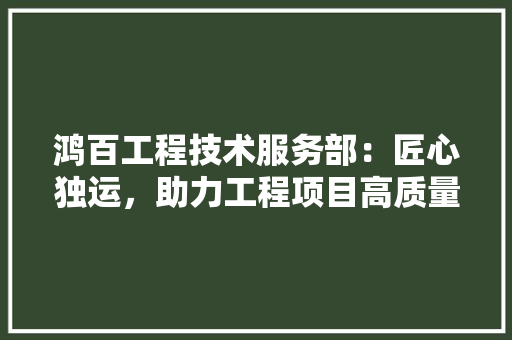 鸿百工程技术服务部：匠心独运，助力工程项目高质量发展