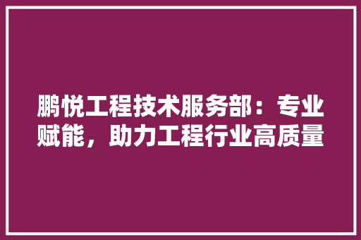鹏悦工程技术服务部：专业赋能，助力工程行业高质量发展 室内设计