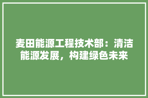 麦田能源工程技术部：清洁能源发展，构建绿色未来 室内设计