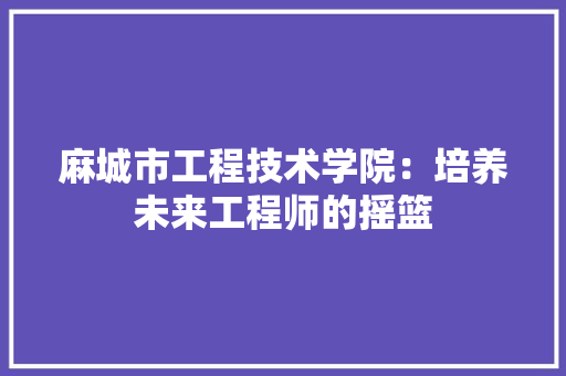 麻城市工程技术学院：培养未来工程师的摇篮 室内设计