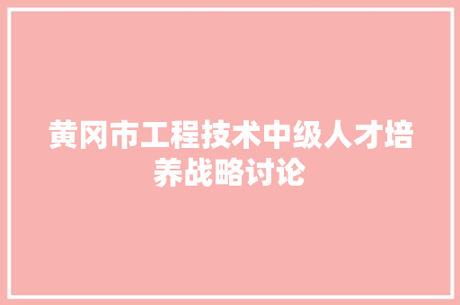 黄冈市工程技术中级人才培养战略讨论