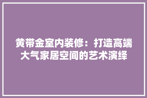 黄带金室内装修：打造高端大气家居空间的艺术演绎 室内设计