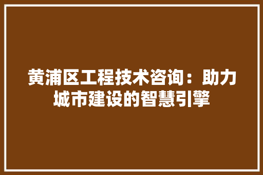 黄浦区工程技术咨询：助力城市建设的智慧引擎