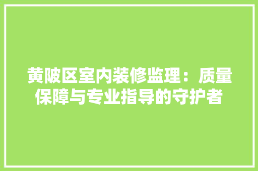 黄陂区室内装修监理：质量保障与专业指导的守护者 室内设计