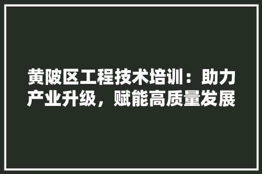 黄陂区工程技术培训：助力产业升级，赋能高质量发展 室内设计