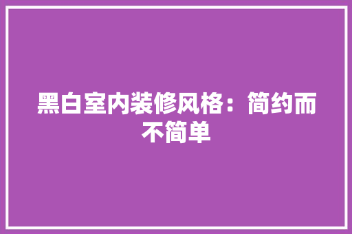 黑白室内装修风格：简约而不简单 室内设计