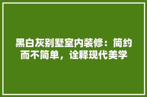 黑白灰别墅室内装修：简约而不简单，诠释现代美学 室内设计