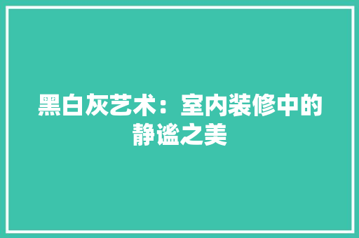 黑白灰艺术：室内装修中的静谧之美 室内设计