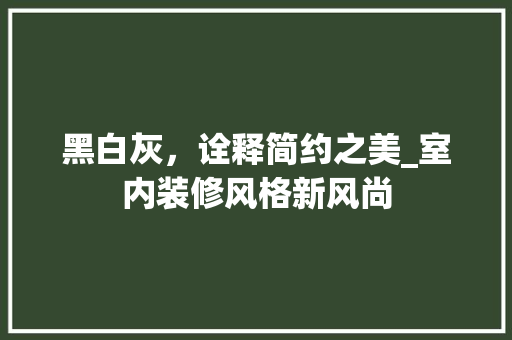 黑白灰，诠释简约之美_室内装修风格新风尚 室内设计