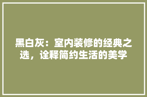 黑白灰：室内装修的经典之选，诠释简约生活的美学 室内设计