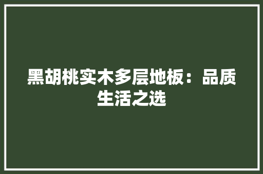 黑胡桃实木多层地板：品质生活之选 室内设计