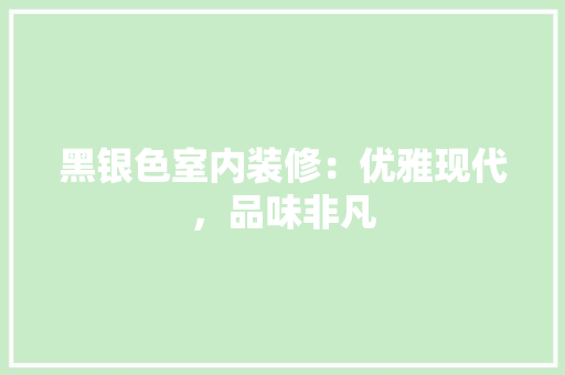 黑银色室内装修：优雅现代，品味非凡
