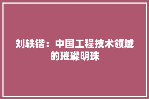 刘轶锴：中国工程技术领域的璀璨明珠