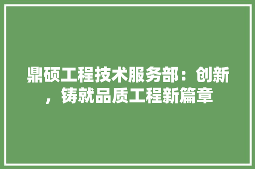 鼎硕工程技术服务部：创新，铸就品质工程新篇章 室内设计