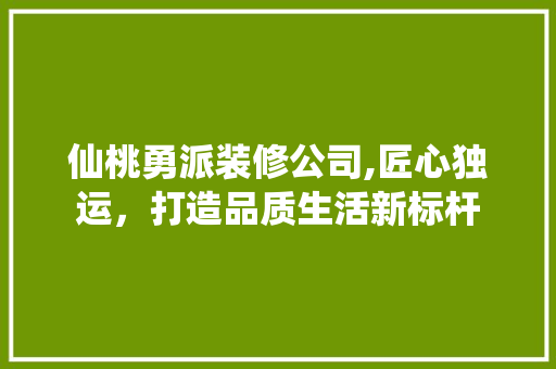 仙桃勇派装修公司,匠心独运，打造品质生活新标杆