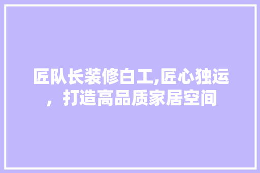 匠队长装修白工,匠心独运，打造高品质家居空间 中式风格装饰