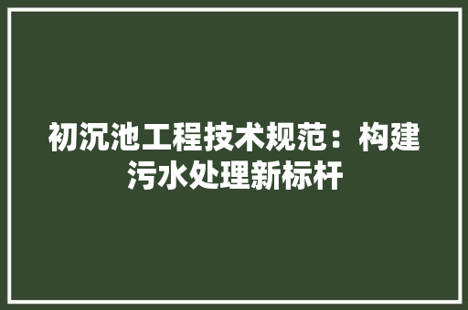 初沉池工程技术规范：构建污水处理新标杆