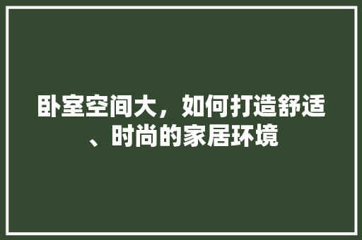 卧室空间大，如何打造舒适、时尚的家居环境 家居装修