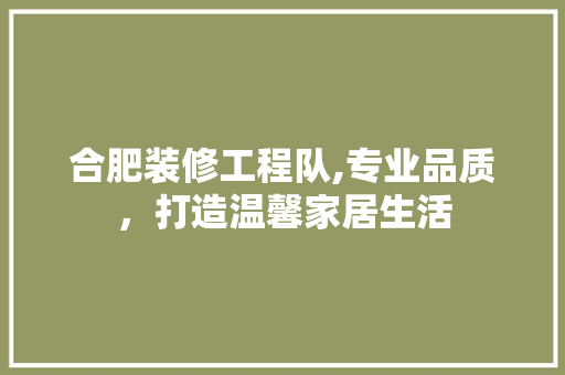 合肥装修工程队,专业品质，打造温馨家居生活 家居装修