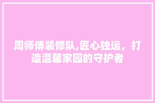 周师傅装修队,匠心独运，打造温馨家园的守护者