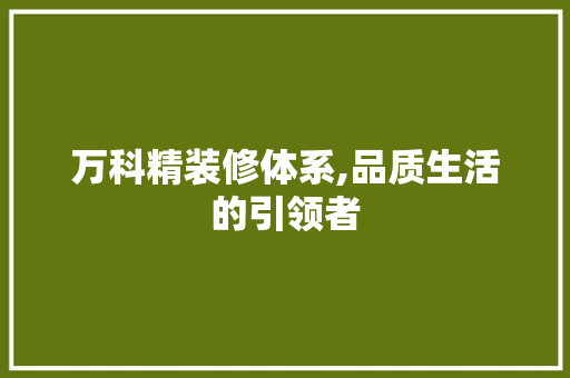 万科精装修体系,品质生活的引领者