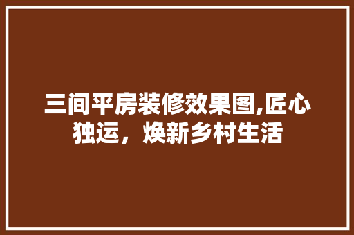 三间平房装修效果图,匠心独运，焕新乡村生活 地板材料