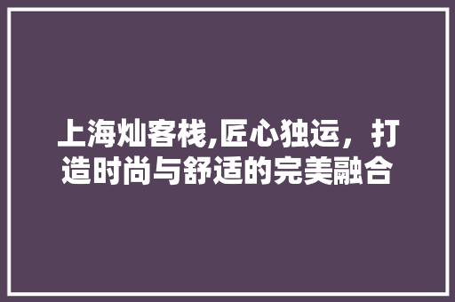 上海灿客栈,匠心独运，打造时尚与舒适的完美融合