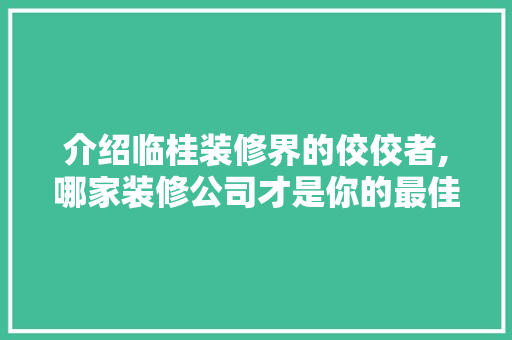 介绍临桂装修界的佼佼者,哪家装修公司才是你的最佳选择 中式风格装饰