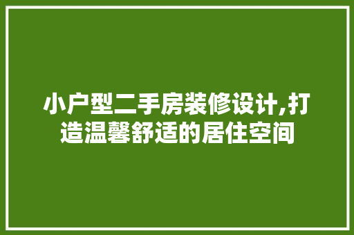 小户型二手房装修设计,打造温馨舒适的居住空间 软装设计