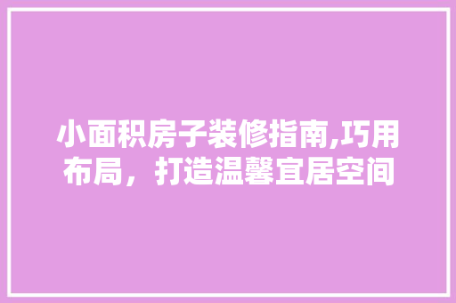 小面积房子装修指南,巧用布局，打造温馨宜居空间 中式风格装饰