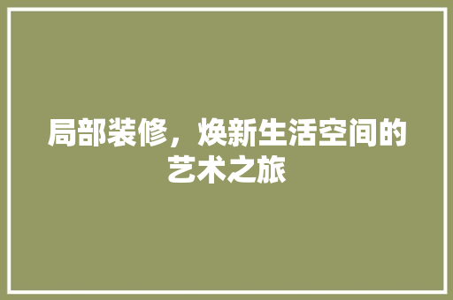 局部装修，焕新生活空间的艺术之旅