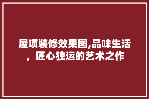 屋项装修效果图,品味生活，匠心独运的艺术之作 现代风格装饰