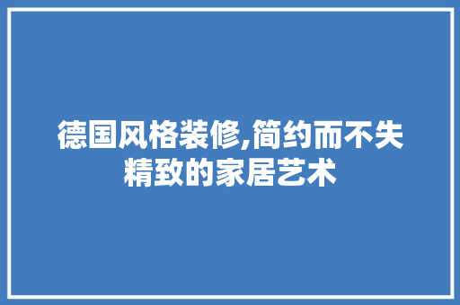 德国风格装修,简约而不失精致的家居艺术