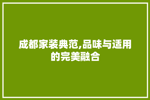 成都家装典范,品味与适用的完美融合