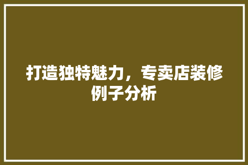 打造独特魅力，专卖店装修例子分析 现代风格装饰