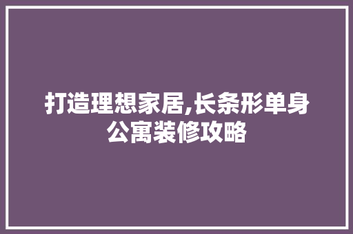 打造理想家居,长条形单身公寓装修攻略