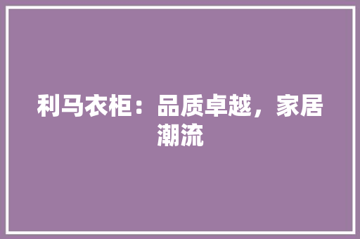 利马衣柜：品质卓越，家居潮流 家居装修