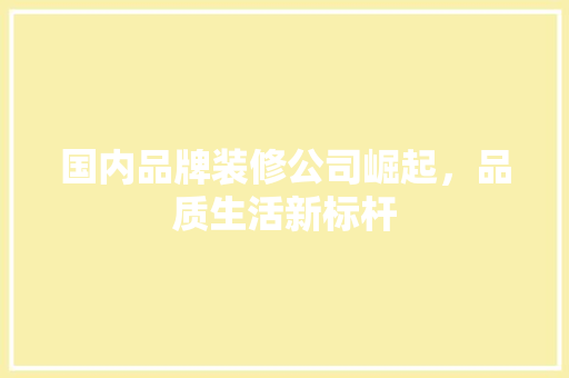 国内品牌装修公司崛起，品质生活新标杆 现代风格装饰