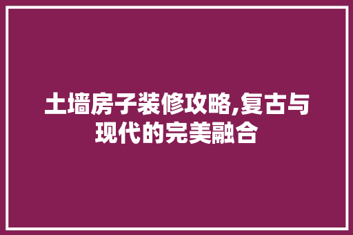 土墙房子装修攻略,复古与现代的完美融合