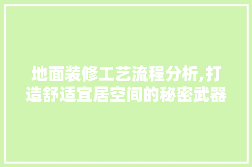 地面装修工艺流程分析,打造舒适宜居空间的秘密武器 木雕艺术