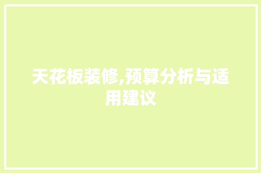天花板装修,预算分析与适用建议
