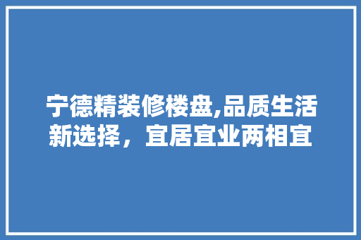 宁德精装修楼盘,品质生活新选择，宜居宜业两相宜