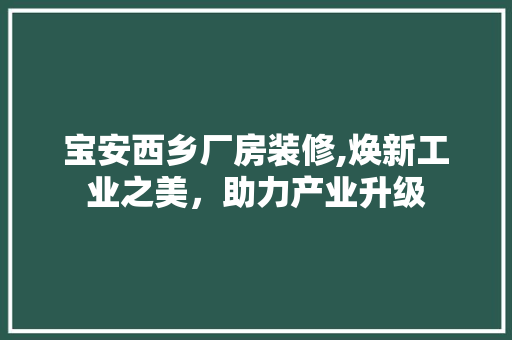 宝安西乡厂房装修,焕新工业之美，助力产业升级