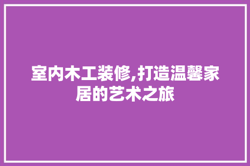 室内木工装修,打造温馨家居的艺术之旅 软装设计