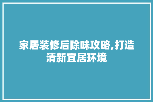家居装修后除味攻略,打造清新宜居环境 软装设计