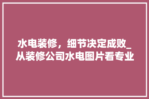 水电装修，细节决定成败_从装修公司水电图片看专业施工的重要性