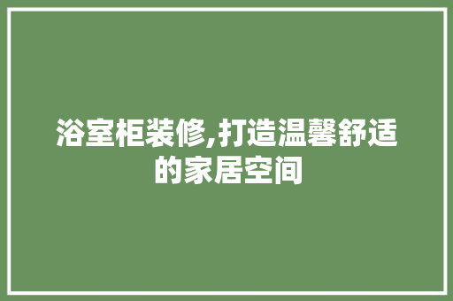 浴室柜装修,打造温馨舒适的家居空间